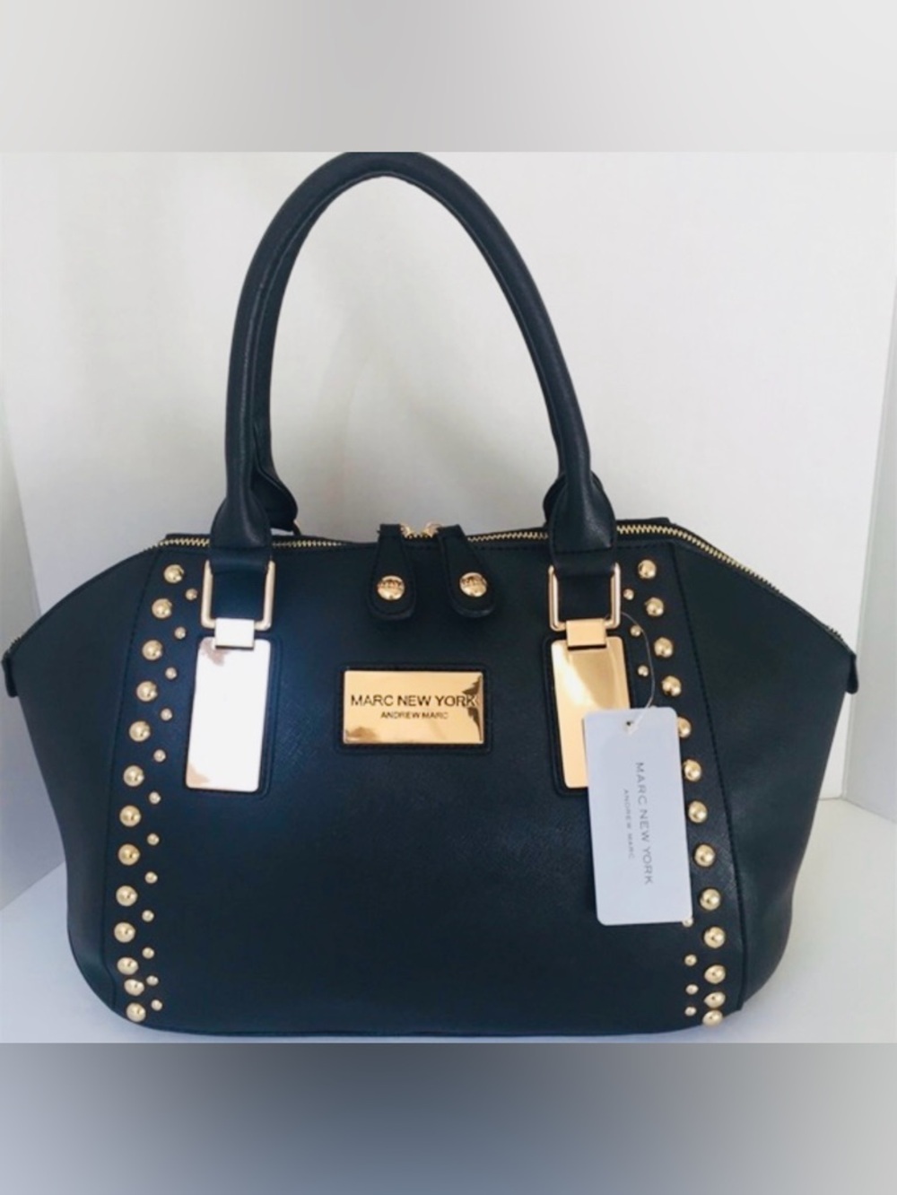 Marc New York Black Satchel with Gold Hardware